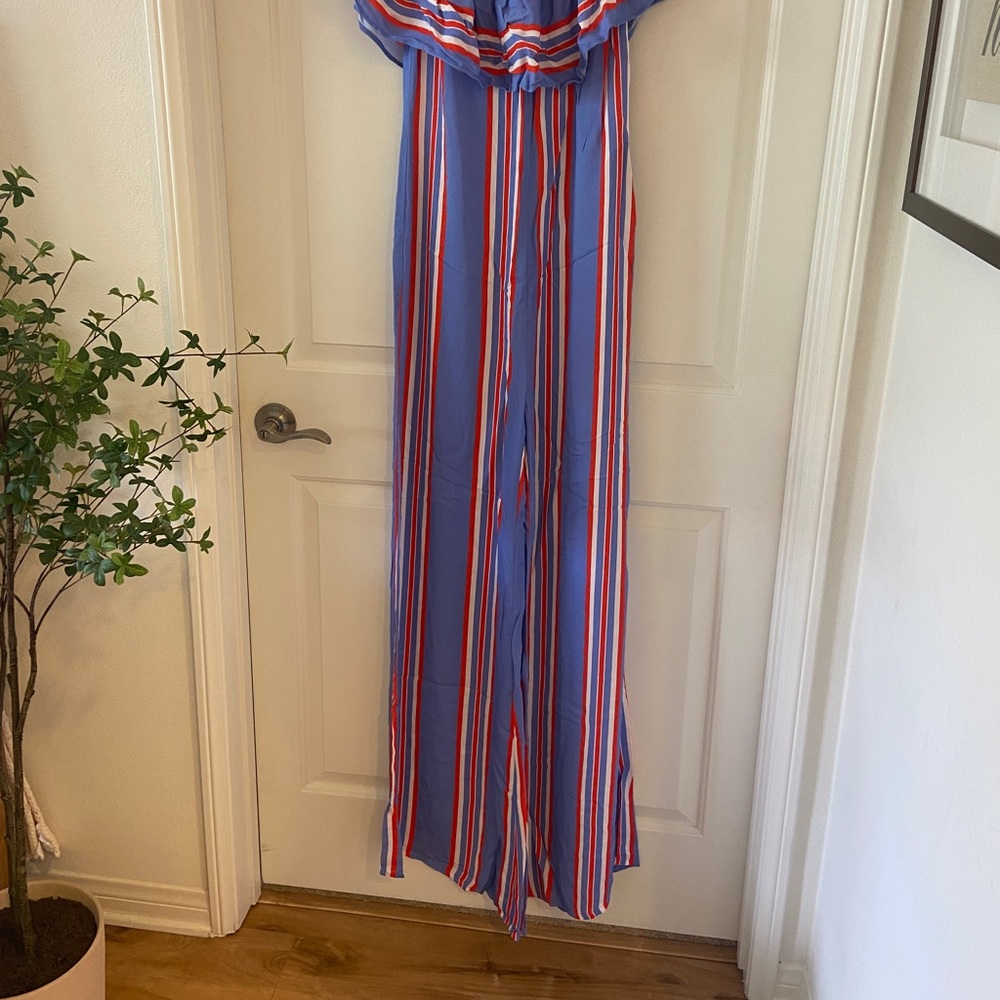 Elisabetta Franchi Womens Blue & Red Striped Jumpsuit Size 42 Italy - Picture 2 of 7
